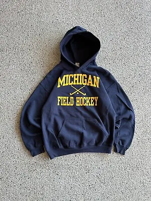 Vintage 2000’s University ￼of Michigan Hockey Hoodie Sweatshirt Navy Blue Sz L • $34.99