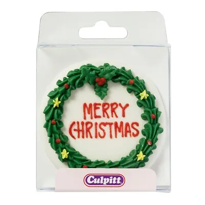 Christmas Wreath Plaque 75mm Cake Toppers Decoration Sugar • £4.97