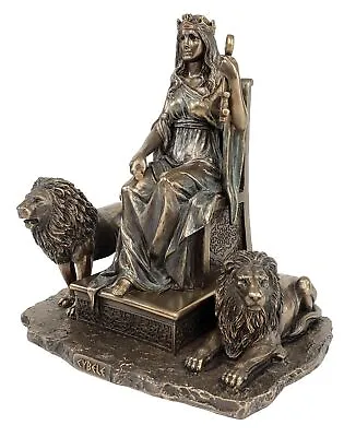 Cybele / Rhea Roman Greek Mythology Mother Of Gods Statue W/ Lions Bronze Finish • $83.99