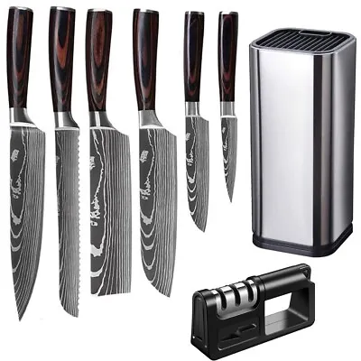 $38.99 • Buy Stainless Steel Kitchen Chef Knife Set Japanese Damascus Pattern Cleaver Knives