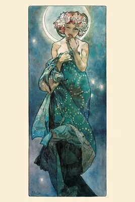 Alphonse Mucha Moon Art Print Laminated Poster 24x36 • $20.49