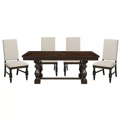 Dark Oak Finish Modern 5pc Dining Set Table 4 Side Chairs Traditional Furniture • $1449