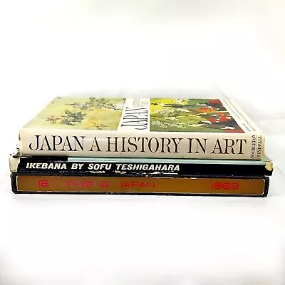 1960s Japanese Culture Book Collection 3 Vintage Arts History Ikebana  • $60