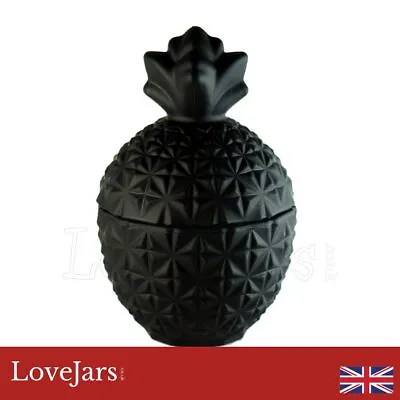 Candle Making Glass Jar With Glass Lid - Fluer Pineapple Embossed Design Black • £7.50