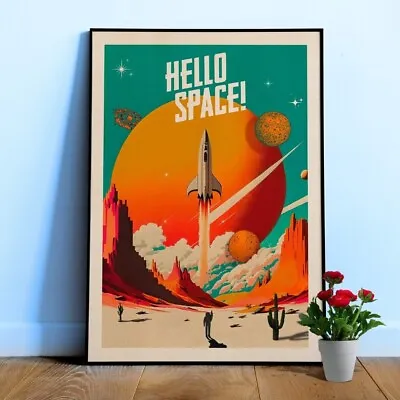Hello Space! — Vintage Space Poster Retro Space Art Retro Space Art • $25
