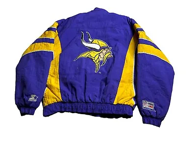 Authentic NFL Starter Pro Line Jacket Minnesota Vikings Zip Up Zippered SIZE S • $60.58