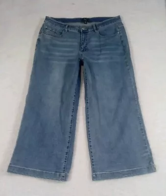 G By Giuliana Wide-Leg Cropped Women's Jeans Size 16 Medium Blue Wash • $26.10