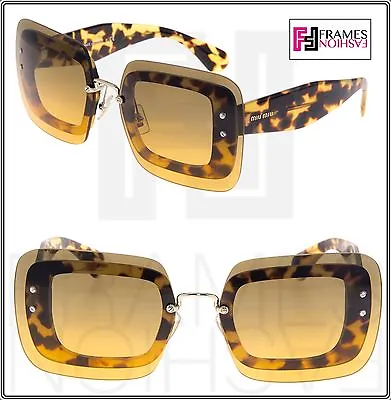 MIU MIU REVEAL Shield Square Sunglasses MU02RS Transparent Brown Havana 02R • $154.80