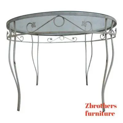 Vintage Round Outdoor Patio Porch Ivy Iron Dinette Dining Table • $458.10