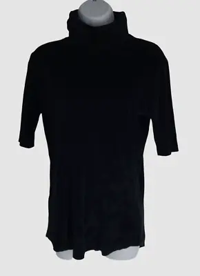 $138 Majestic Paris Women's Black Elbow Sleeve Velour Turtleneck Top Size 1 • $38.78