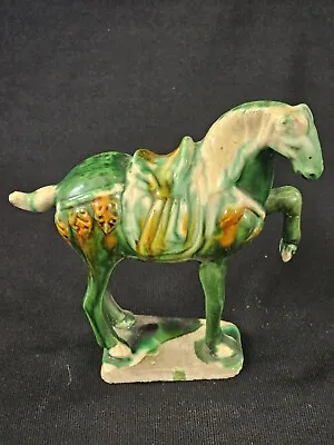 A Vintage Chinese Porcelain Salt Glazed Tang Style Horse Ornament • £19.99