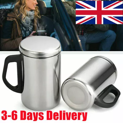 Stainless Steel Mug Lid Thermal Insulated Travel Water Cup Bottle Tea Coffee Cup • £7.59