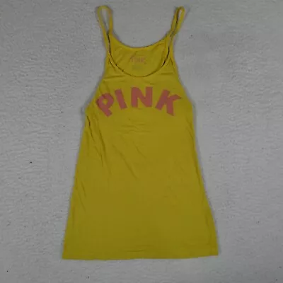 Victoria's Secret Pink Tank Top Women Size XS/S Yellow Cotton Spandex Blend • $9.95