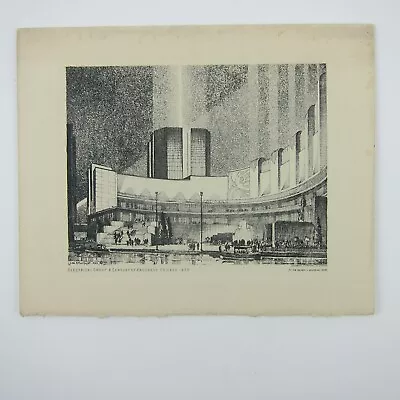 Leon Rene Pescheret Etching Vintage 1933 Chicago World's Fair Electrical Group • $29.99