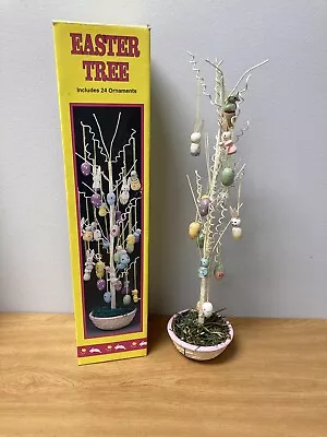 Vintage Easter Tree 18  Hand Painted 15 Wooden Ornaments In Box • $15.75