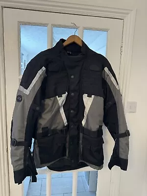 MENS MOTORCYCLE JACKET BY JTS  Size UK 42 Large Black/Grey Full Armour Quality • $54.75