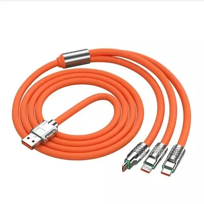 3 In 1 Multi FAST CHARGER USB Orange Charging Cable For IPhone-Android & Type C  • £5.99