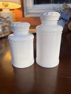 Vintage Milk Glass Apothecary Medicine Spice Jar Set Of 2- No Reserve • $14.99