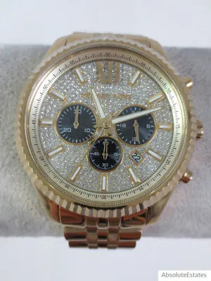 NEW Michael Kors Lexington Pave Crystal Gold Unisex Mens Watch MK8494 NWOT + Box • $139.99