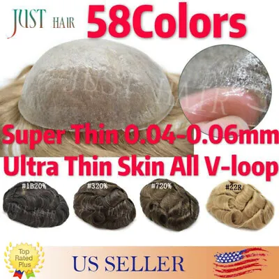 Invisible Mens Hair Replacement Ultra Thin Skin Toupee Poly Hairpiece PU Systems • $129