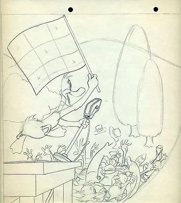 Daffy Duck 1949 Animation Cel Drawing Bob McKimson Bugs Bunny In Storyland • $395