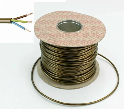 £1.14 • Buy 0.75MM 3 Core 2183Y Round Table Lamp Flex Cable Gold Brass 6AMP Lighting Cable 