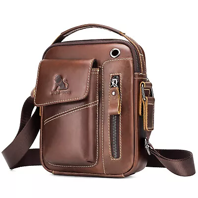 BAIGIO Men's Leather Shoulder Bag Vintage Cross Body Bag Sling Crossbody Handbag • $29.98
