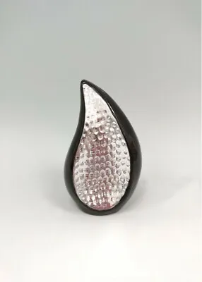 Black & Silver Teardrop Keepsake Urn For Human Ashes Funeral Cremation • £27.99