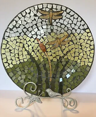 Mosaic Glass Dragon Fly Plate And Stand • $32.97