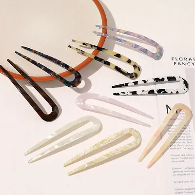 $0.99 • Buy Acetate Hair Pin Clips U Shaped Fork Stick French Hairstyle For Thick Long Hair
