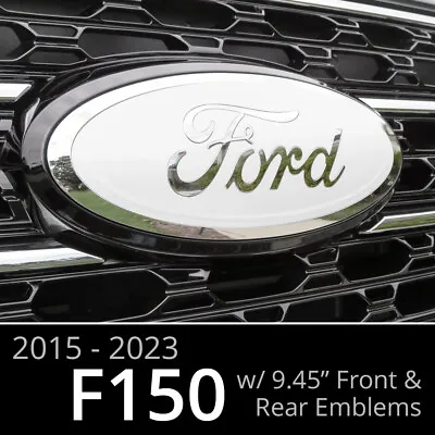 BocaDecals 2015-2023 Ford F150 Emblem Overlay Insert Decals WHITE (Set Of 2) • $22.99