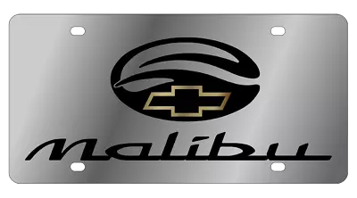 Chrome Chevrolet Malibu Black Emblem Premium Steel License Plate With  3D Logo • $39.95