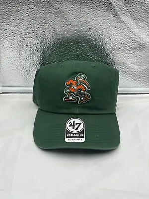 Miami Hurricanes NCAA '47 Brand Throwback Green Clean Up Adjustable Hat • $29.99