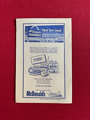 1963 McDonald's Original Advertising Program  (SPEEDEE Logo) Scarce / Vintage • $99