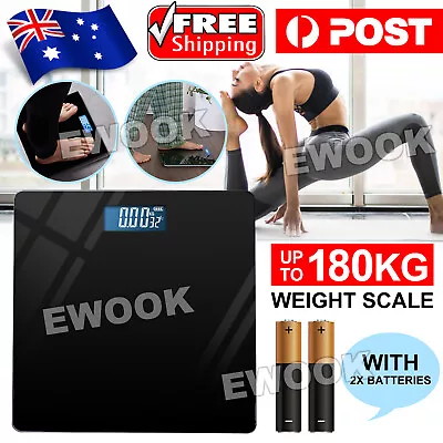 Electronic Digital Backlit Glass Body Bathroom Scale 180KG Scales Gym Weight • $16.95