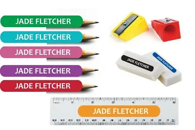 100 X Kids Pencil Pen Stationary Name School Labels Personalised Stickers Small • $9.90