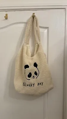 Fluffy Panda Tote Bag White Teddy Bear Tote Bag • £5