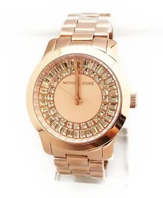 New Michael Kors Rose Gold Tonecrystals Baguette Dial Bracelet Watch Mk6533 • $237.24