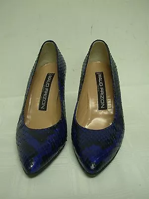 Maud Frizon Paris Made In Italy Blue Black Python Snake Womens Pumps Shoes Sz 6 • $37.50