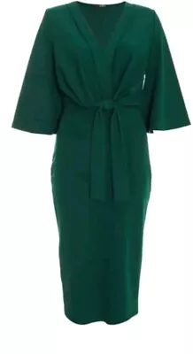 BNWT Green Tie Front Quiz Dress Size 8 • £5.99