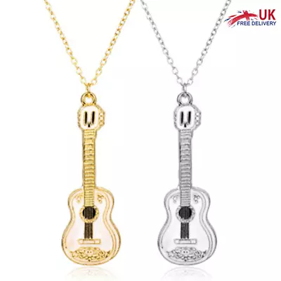 Guitar Music Pendant Necklace Stainless Steel Men Women Party Jewelry Gift Uk • £5.99