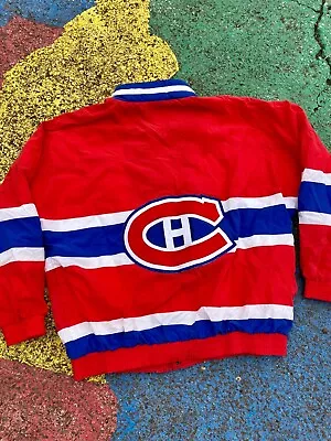 VTG 90s Montreal Canadians Hockey NHL Apex One Insulated Windbreaker Jacket L/XL • $89.99