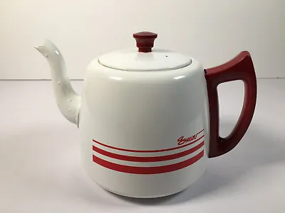 Vintage Swan Small Metal White And Red 2 Pint Teapot -  Camping Camper Van • £17.99