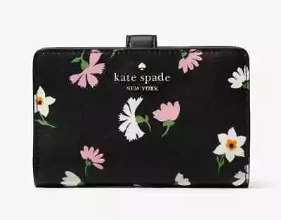 💐Kate Spade Madison Medium Floral Compact Bifold Wallet Black Multi 💐~ NWT • $74.99