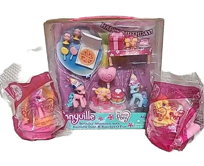 My Little Pony Ponyville Birthday Afternoon-PLUS TWO FREE HAPPY MEAL TOYS! All N • $75