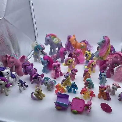 My Little Pony Lot Of 30 Ponies Plastic Different Sizes And Colors Plus Tricycle • $98