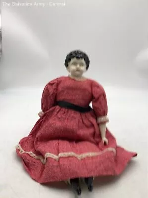 Vintage Wearing Red Maxi Dress Black Hair China Head Collectible Girl Doll • $9.99