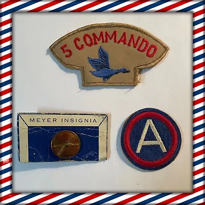 Vintage Lot Of Military Patches & Button.  Us Army Central 5 Commando Meyer • $9.99