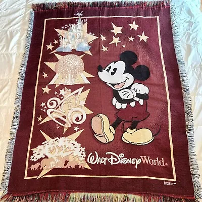 £21.80 • Buy Walt Disney World Mickey Mouse Couch Chair Throw 60  X 48  Burgandy Woven Magic 