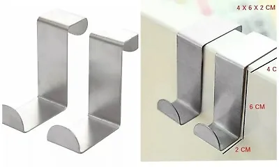 Over Door Hook Stainless Steel Reversible Cupboard Drawer Metal Hooks Hanger DIY • £2.49